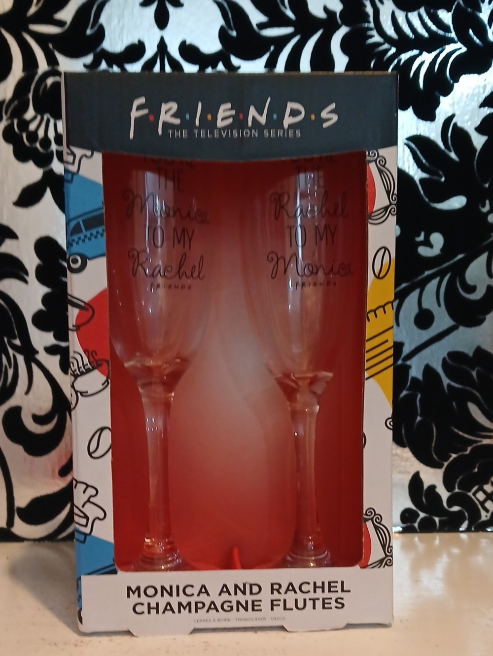 FRIENDS Pink Monica & Rachel Champagne Flutes Set